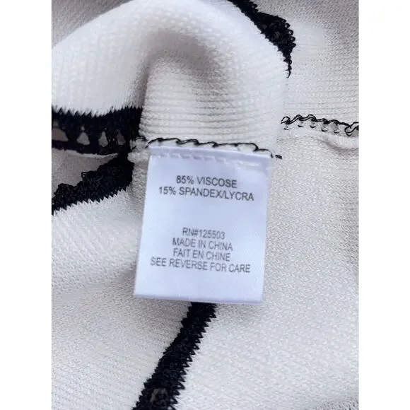 Ronny Kobo White Black Off Shoulder Stretchy Knit Top - Size XS - Picture 10 of 12